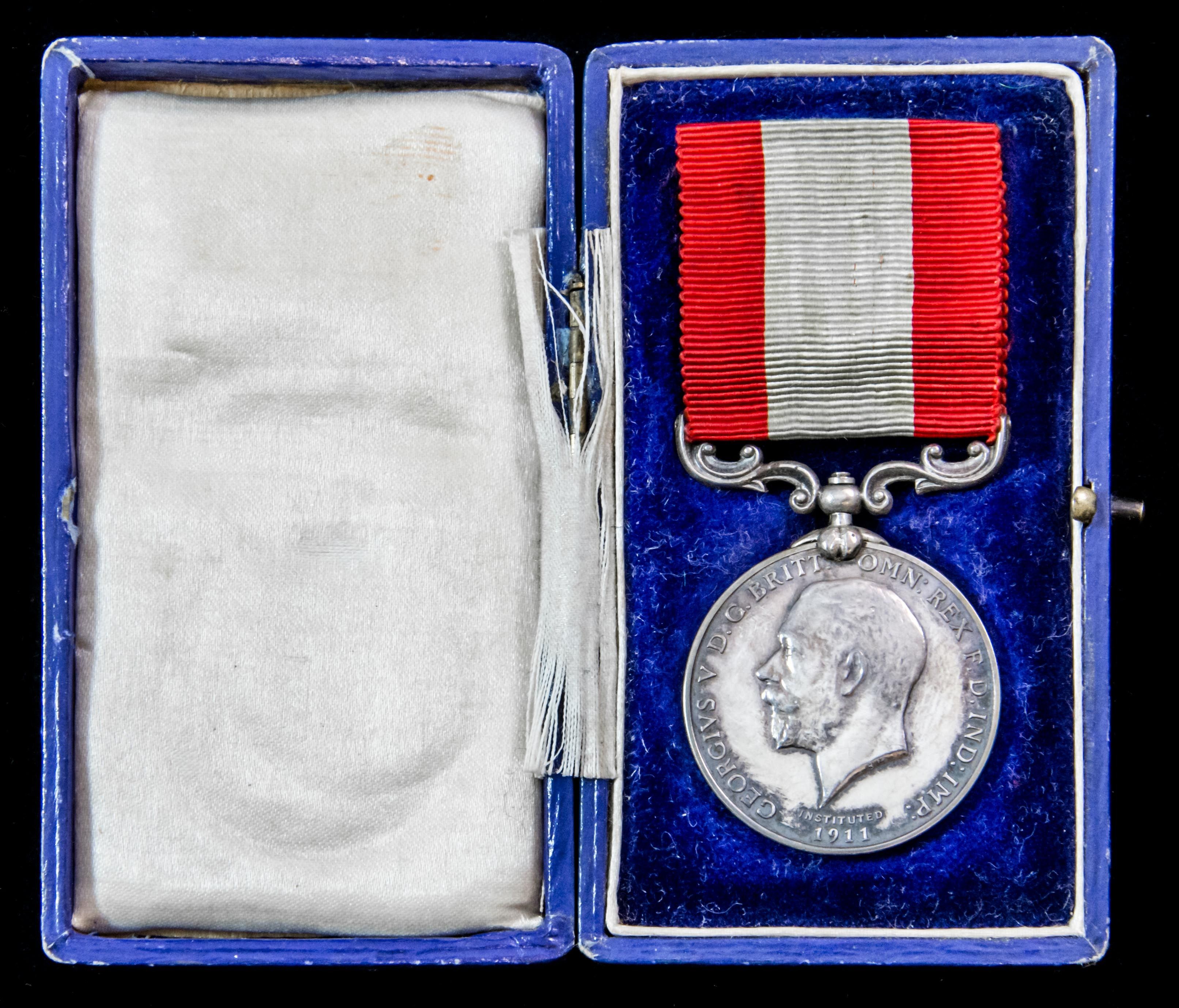 Boxed Rocket Life Saving Apparatus Volunteer Long Service Medal, GVR bust, Board of Trade reverse...
