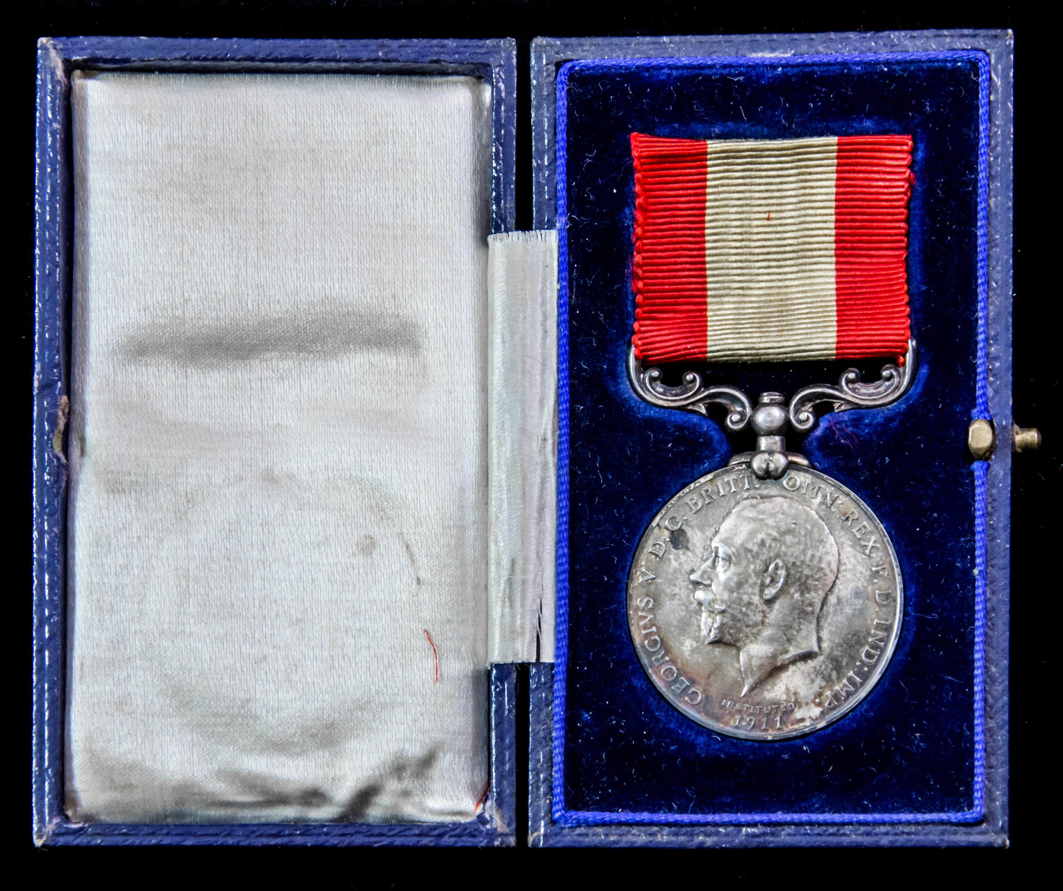 Boxed Rocket Life Saving Apparatus Volunteer Long Service Medal, GVR bust, Board of Trade reverse...