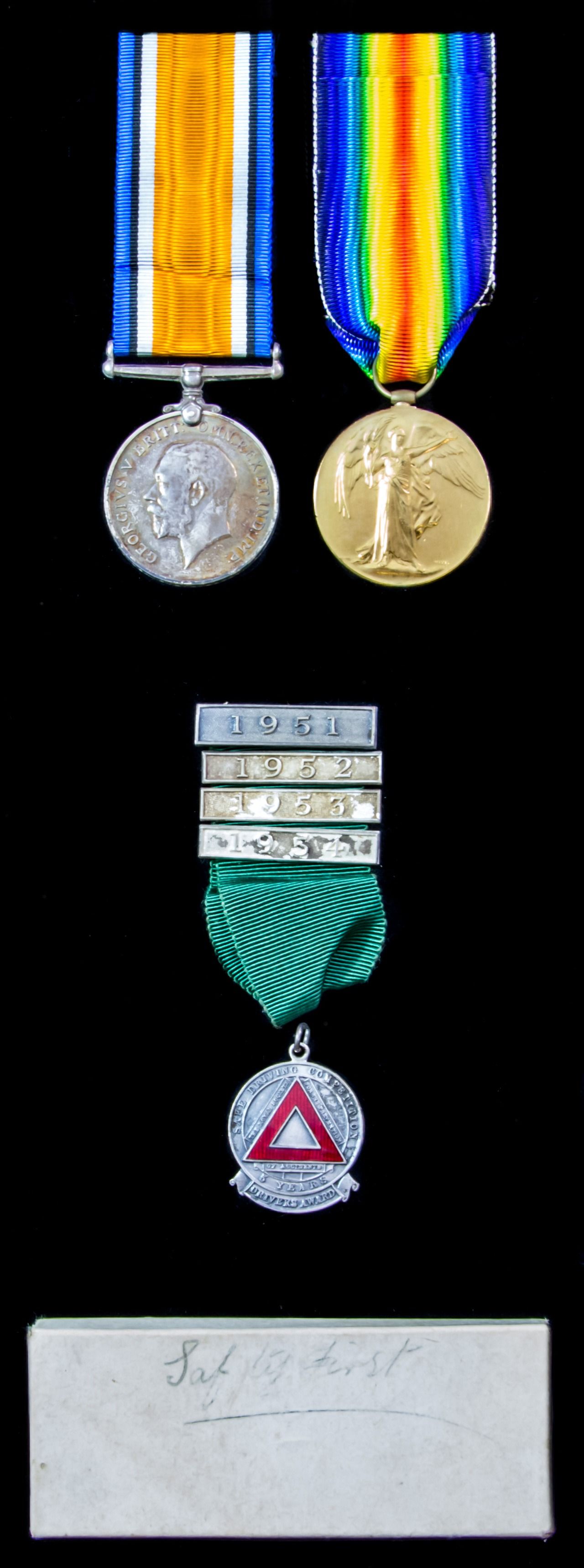 Great War pair and Safe Driving Medal awarded to Private G. Boddy, Army Service Corps.