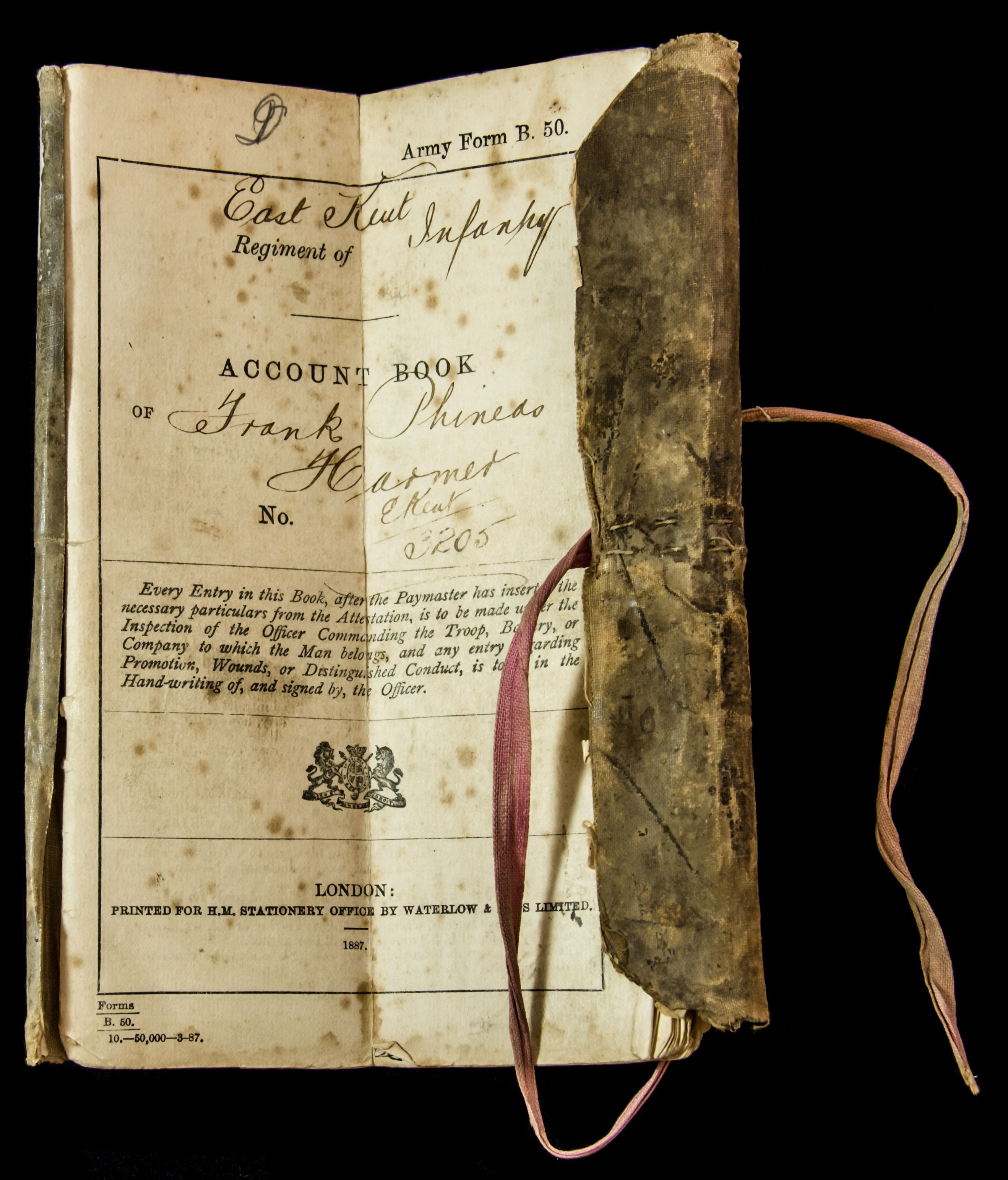 Great British: 19th Century British Army Soldier’s Account Book (Army Form B.50), this issued in ...