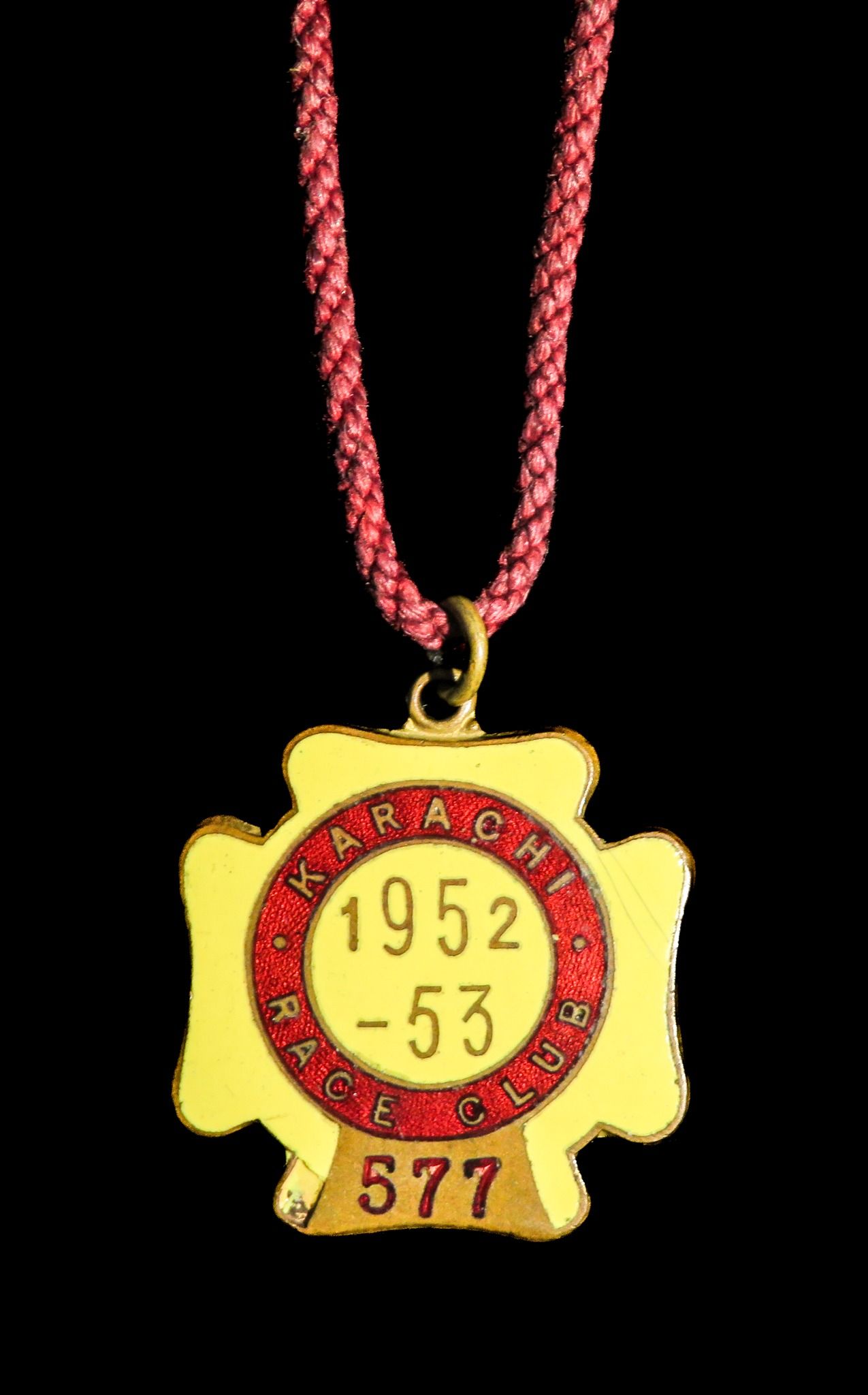 Pakistan: An early post-independence Karachi Race Club Officials / Membership Badge for 1952-1953...