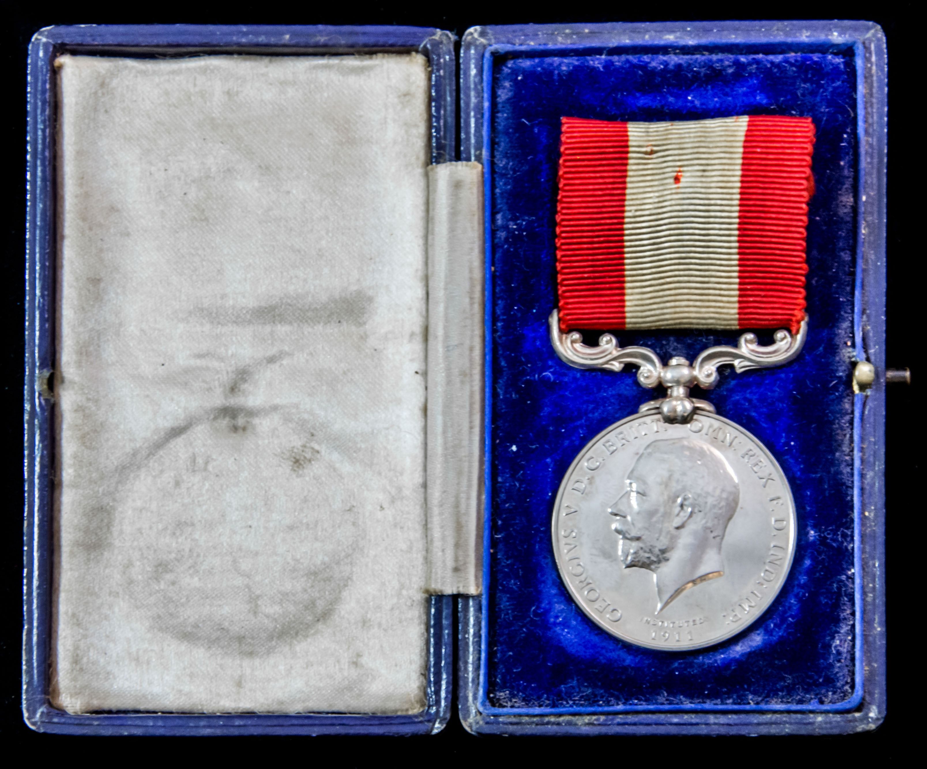 Boxed Rocket Life Saving Apparatus Volunteer Long Service Medal, GVR bust, Board of Trade reverse...