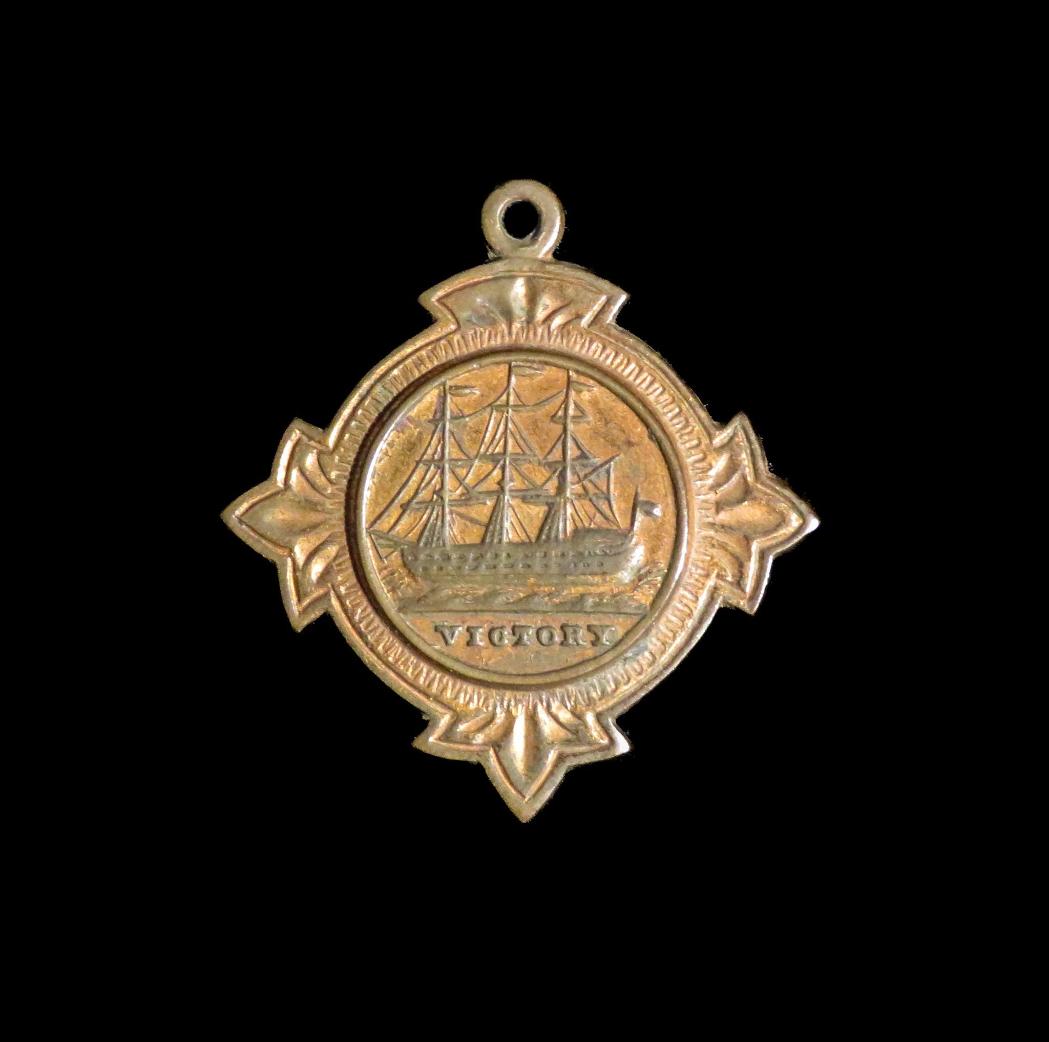 British and Foreign Sailors Society Copper Medalet produced in 1905 from the copper of H.M.S. Vic...