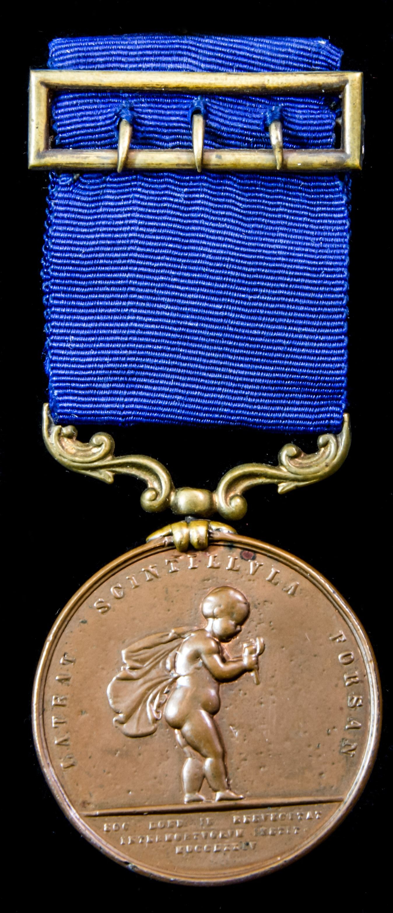 Royal Humane Society Medal in bronze, 3rd small type awarded to Samuel Dunbar for saving life in ...