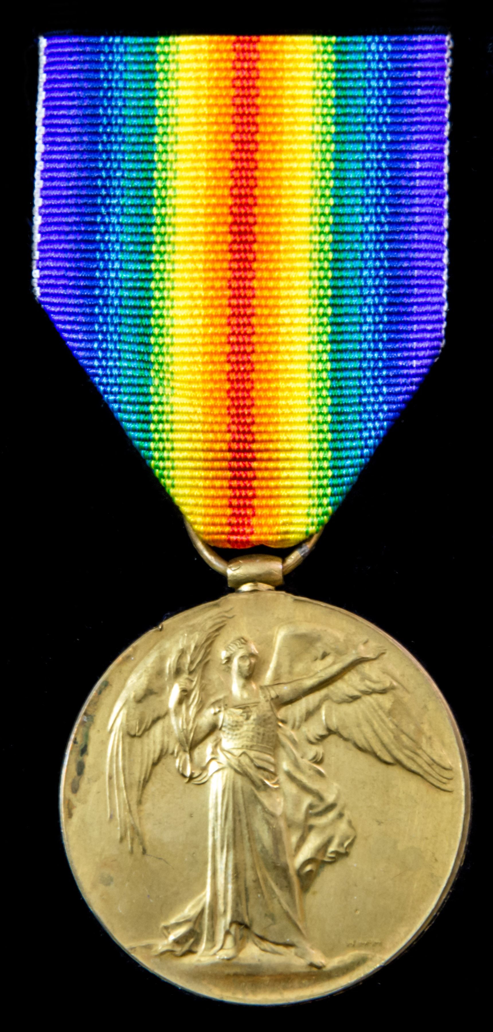 Victory Medal awarded to Private J.G. Sugden, Royal Army Medical Corps.