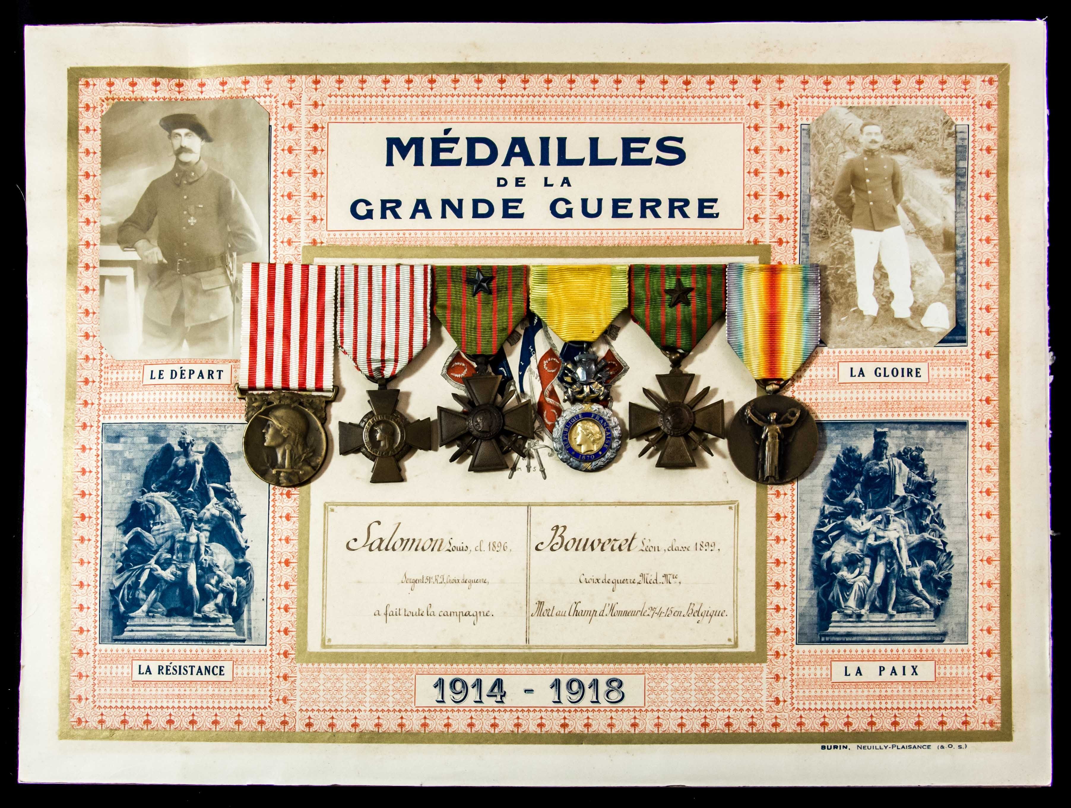 France - Republic of: First World War group of six awards to two decorated recipients, one a casu...