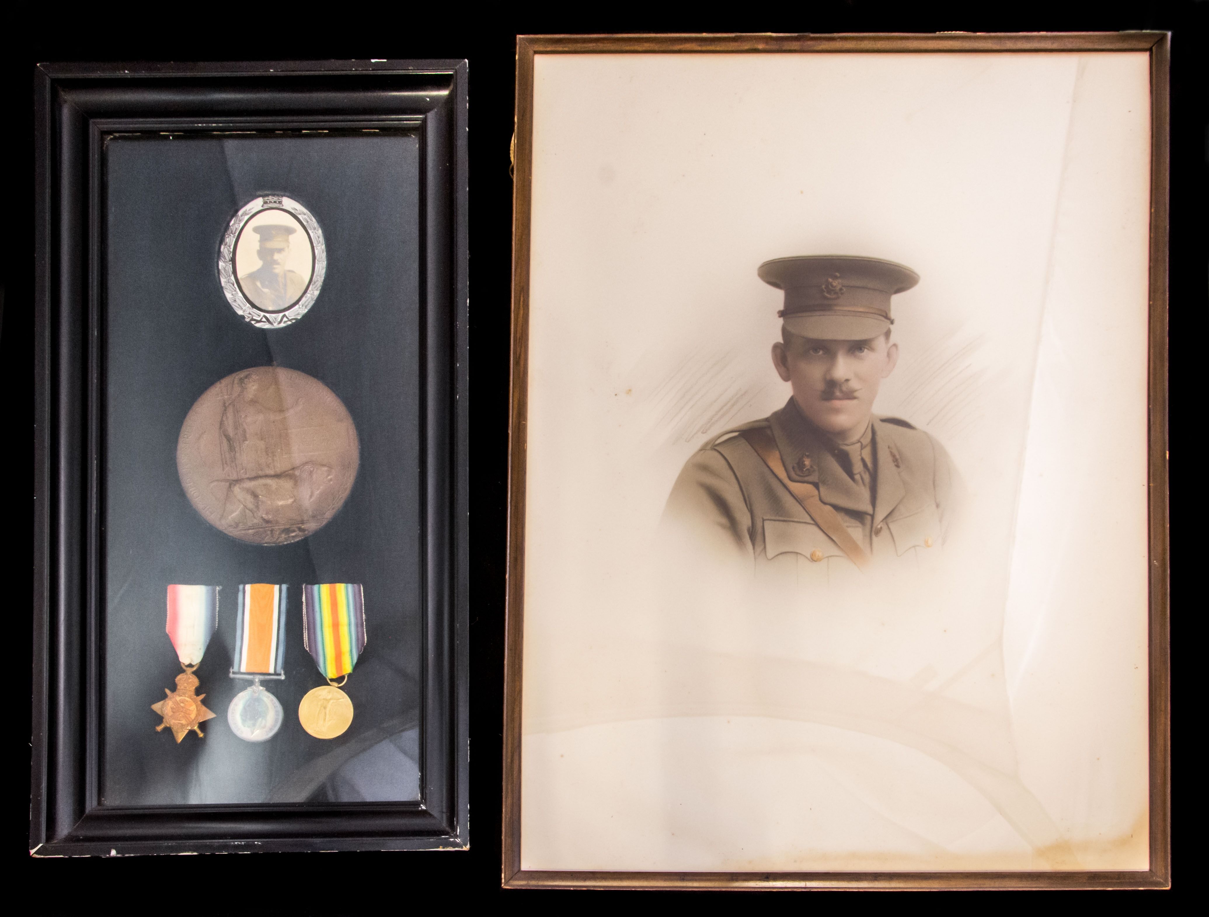 An emotive First Day of Loos Great War 1914 Star trio and Memorial Plaque awarded to Captain G.E....
