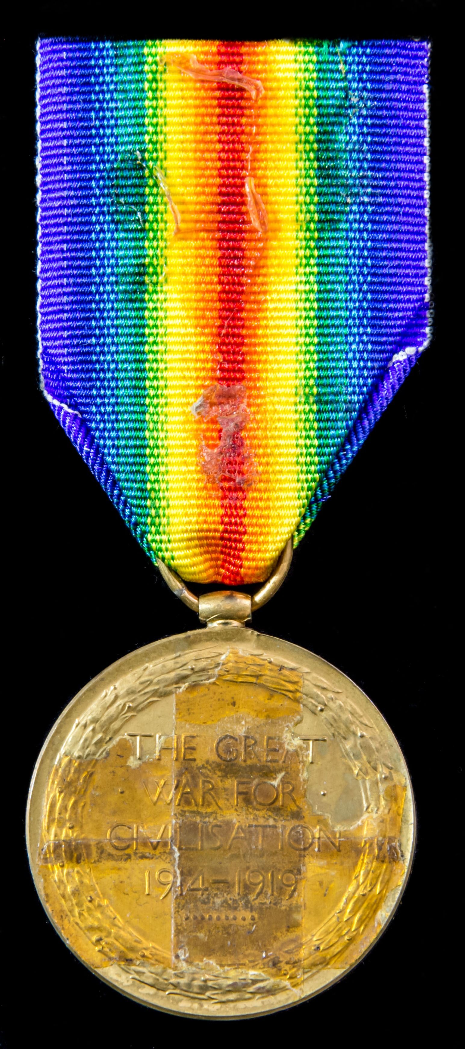 Victory Medal awarded to Private J.G. Sugden, Royal Army Medical Corps.