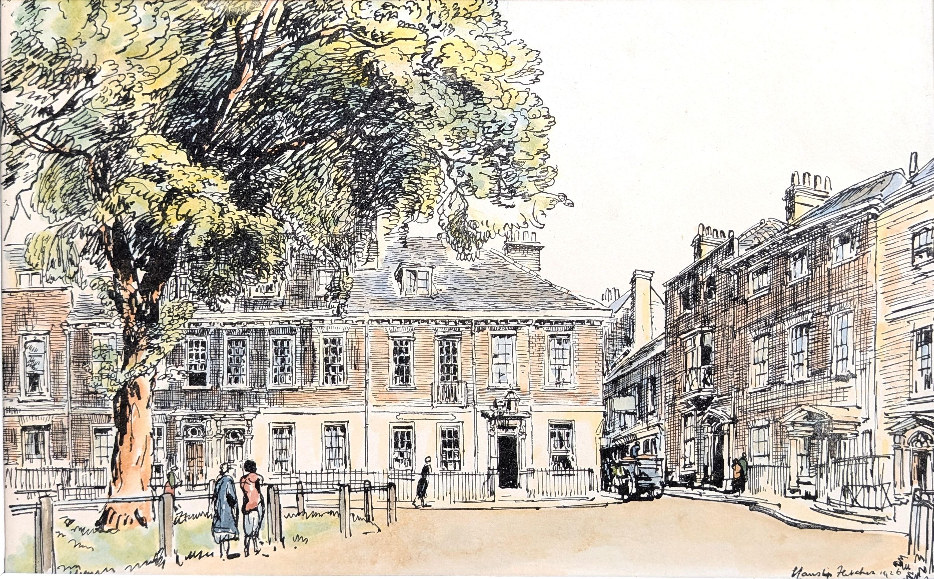 London. Richmond Green. Old Houses. Hanslip Fletcher. First edition print published in 1925, with...