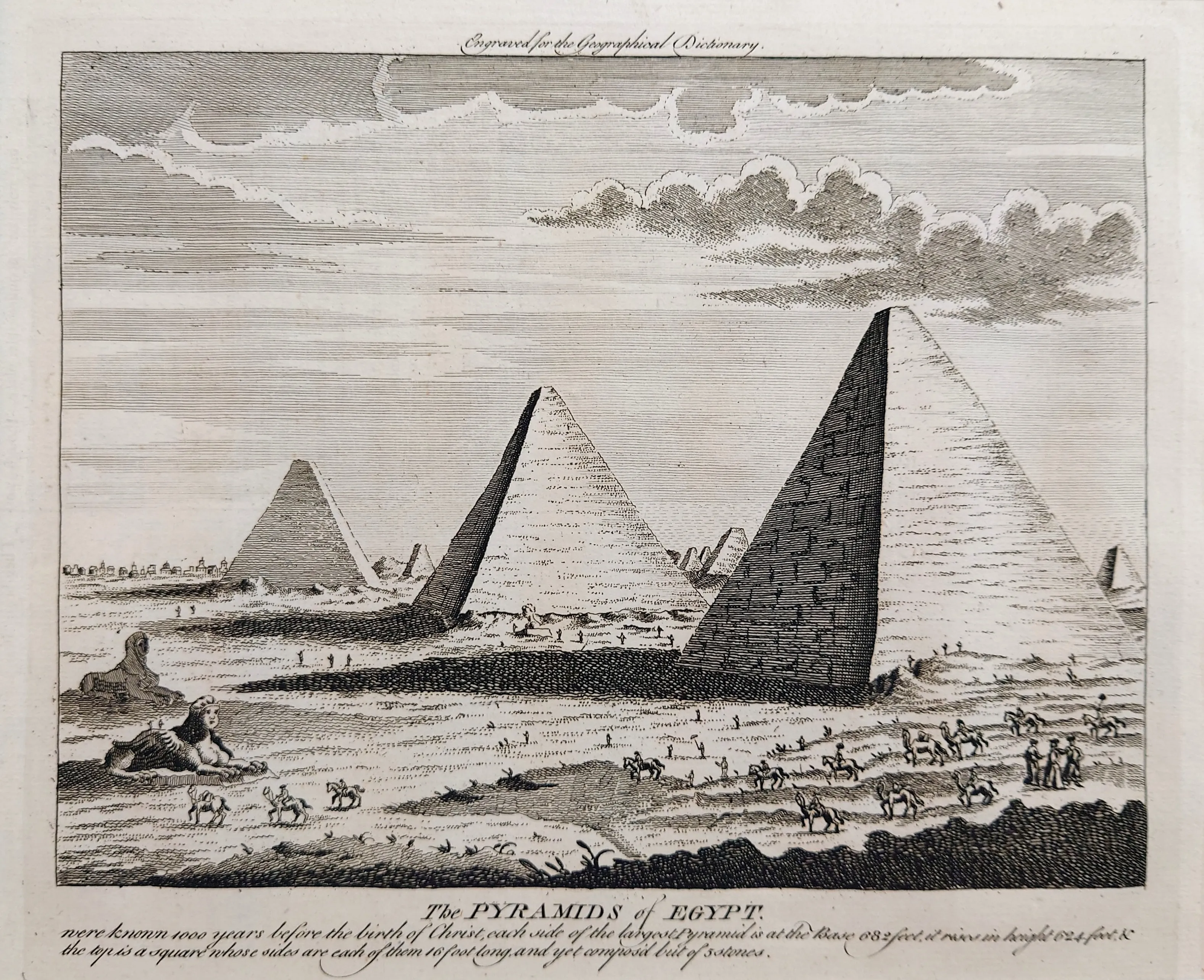 The Pyramids of Egypt. Original antique engraving taken from the