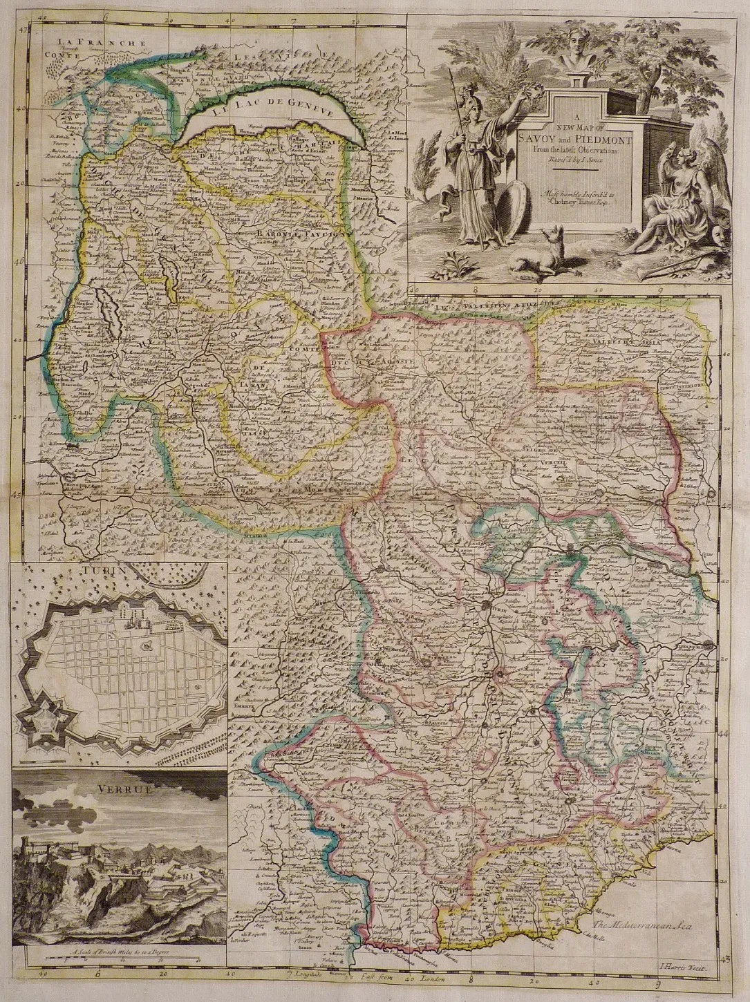 Sennex; John (1678 – 1740) A new map of savoy and piedmont