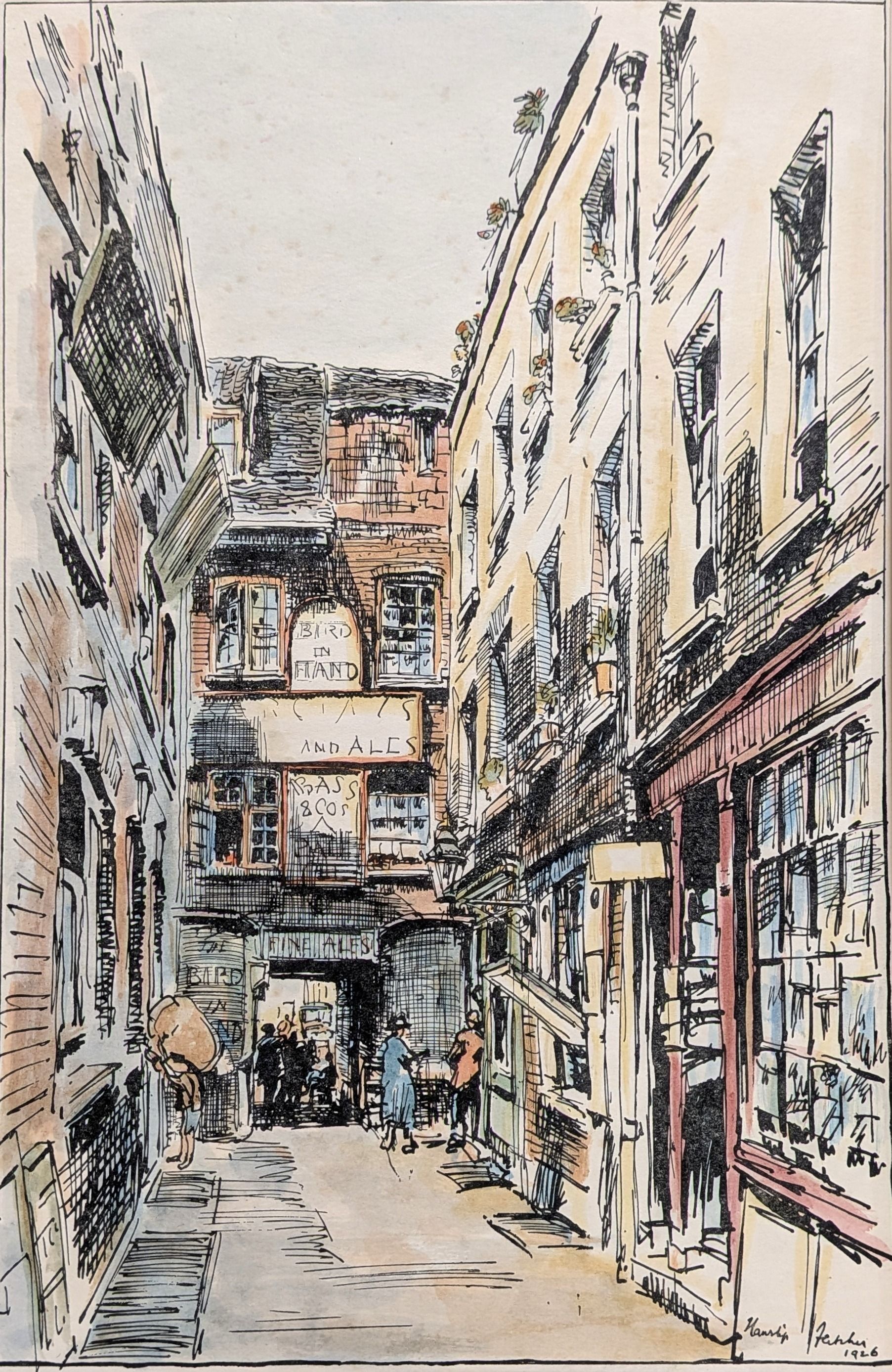 The 'Bird in Hand'. Conduit Court. London.  Hanslip Fletcher. First edition print published in 19...