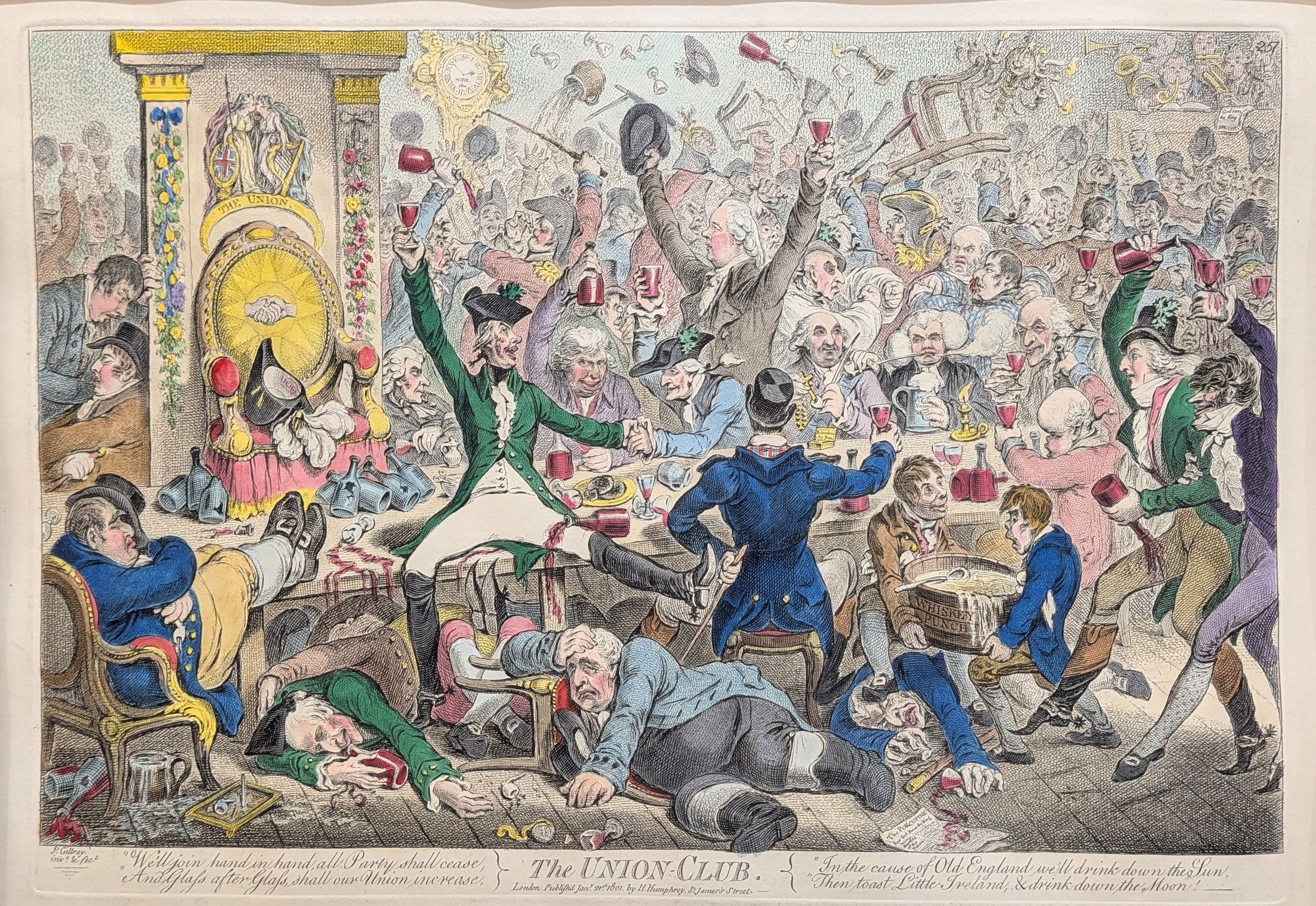 Gillray, James. The Union Club. Original antique engraving by James Gillray. From the Bohn editio...
