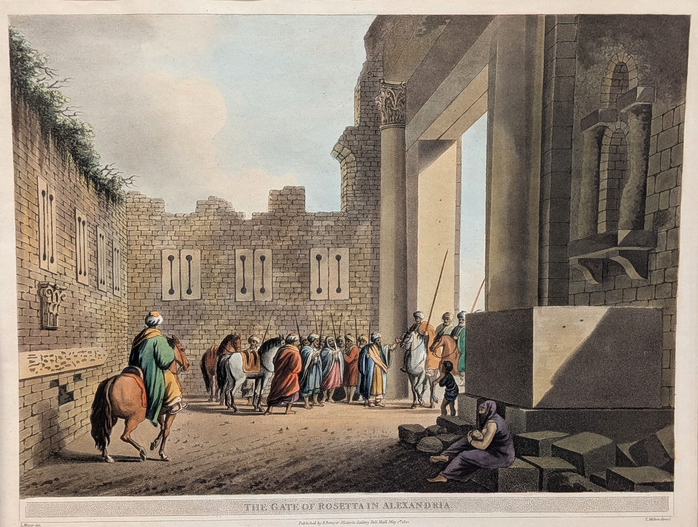 The gate of Rosetta. An original antique hand coloured aquatint, published in 1801 by Robert Bowy...