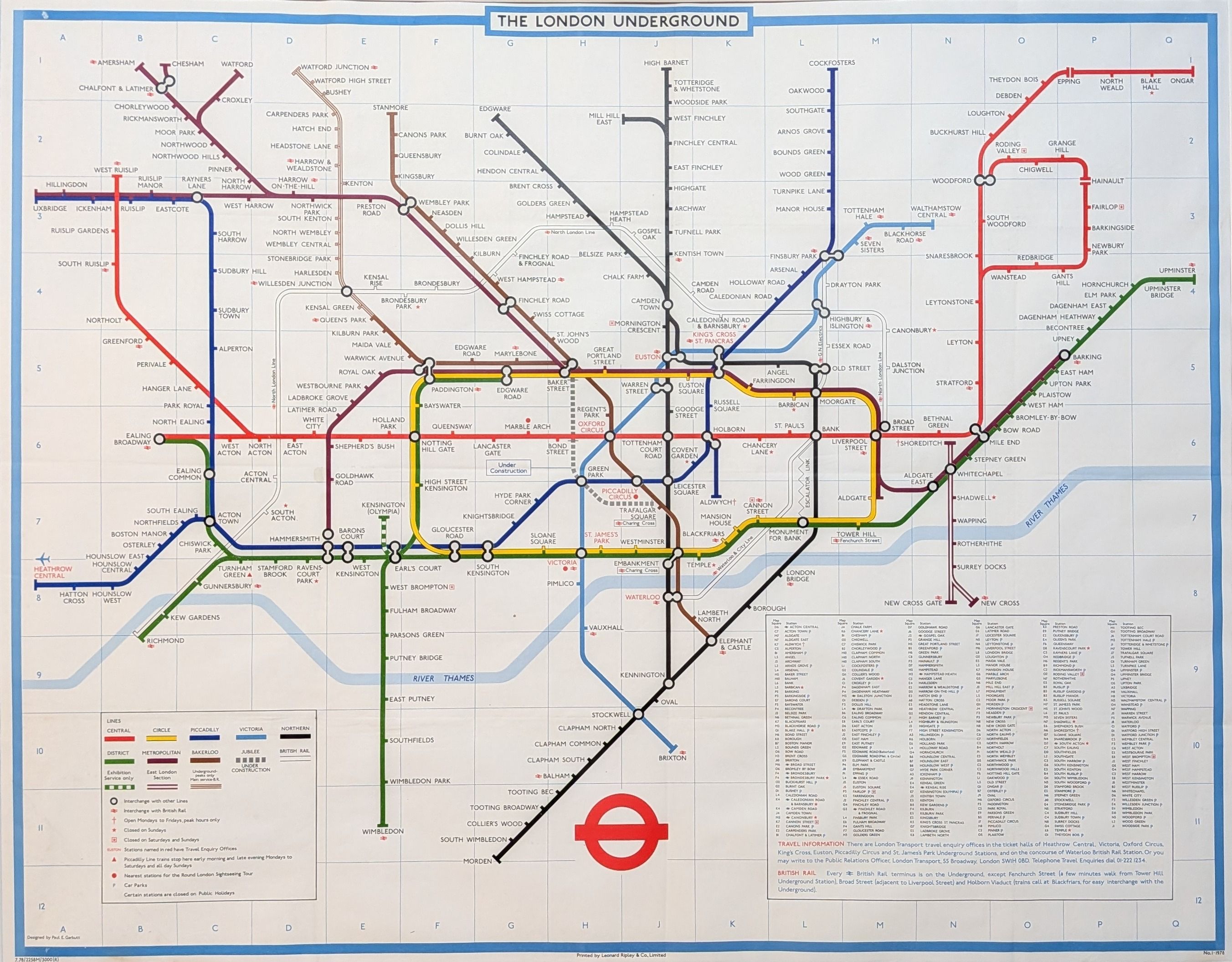The London Underground ; Original quad map. Published July 1978