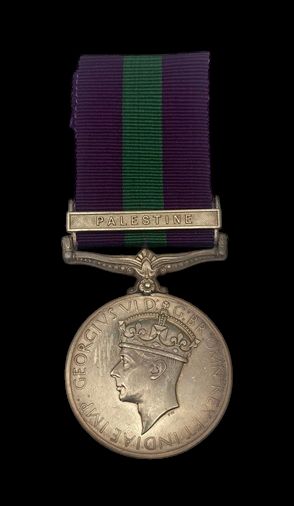 General Service Medal 1918-1962, GVIR 1st type bust, 1 Clasp: Palestine awarded to Guardsman R.E....
