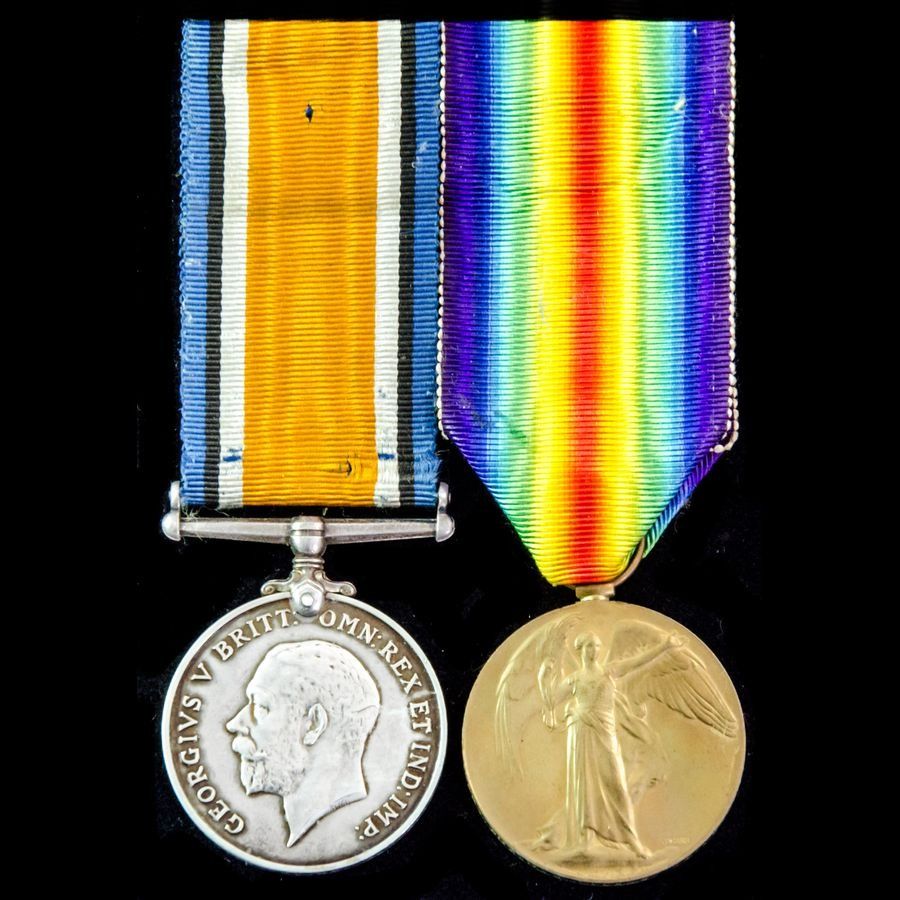 Great War pair awarded to Private T. Burridge, Gloucestershire Yeomanry who was discharged to Cla...