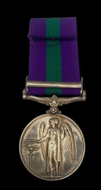 General Service Medal 1918-1962, GVIR 1st type bust, 1 Clasp: Palestine awarded to Private F.W. L...