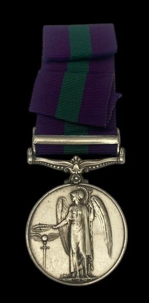 General Service Medal 1918-1962, GVIR 1st type bust, 1 Clasp: Palestine awarded to Private D. Eng...