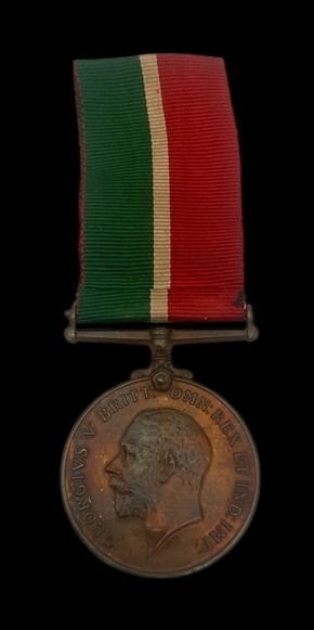 Mercantile Marine War Medal awarded to Reginald A.E. Lofthouse who was serving aboard S.S. Glenog...