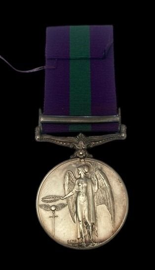 General Service Medal 1918-1962,GVIR 2nd type bust, 1 Clasp: Palestine 1945-48 awarded to Private...