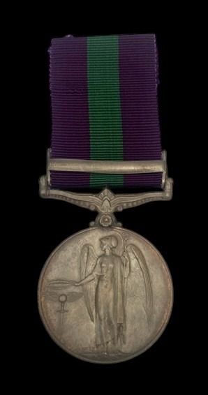 General Service Medal 1918-1962, GVIR 1st type bust, 1 Clasp: Palestine awarded to Guardsman R.E....