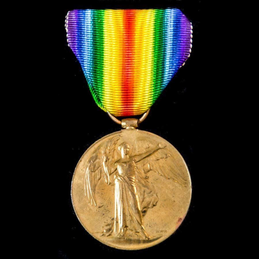 Victory Medal; (241322 PTE. S. BLIGHT. DEVON R.) who died in Mesopotamia on 13th October now bein...