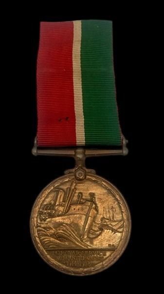 Mercantile Marine War Medal awarded to Reginald A.E. Lofthouse who was serving aboard S.S. Glenog...