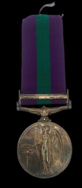 General Service Medal 1918-1962, GVIR 1st type bust, 1 Clasp: Palestine 1945-48 awarded to Serjea...
