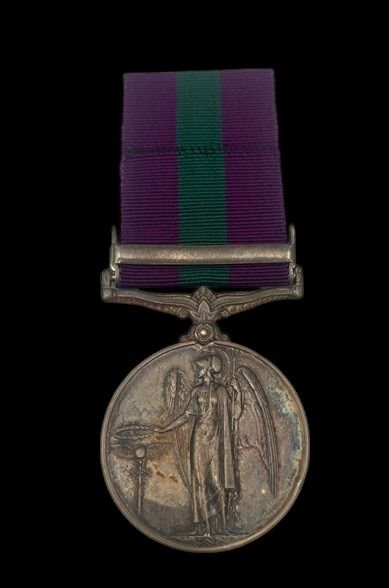 General Service Medal 1918-1962, GVIR 1st type bust, 1 Clasp: S.E. Asia 1945-46 awarded to Privat...