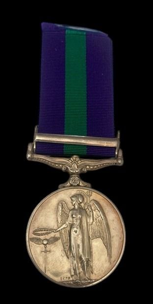 General Service Medal 1918-1962, EIIR Dei.Grat bust, 1 Clasp: Near East awarded to Sapper S. Theo...