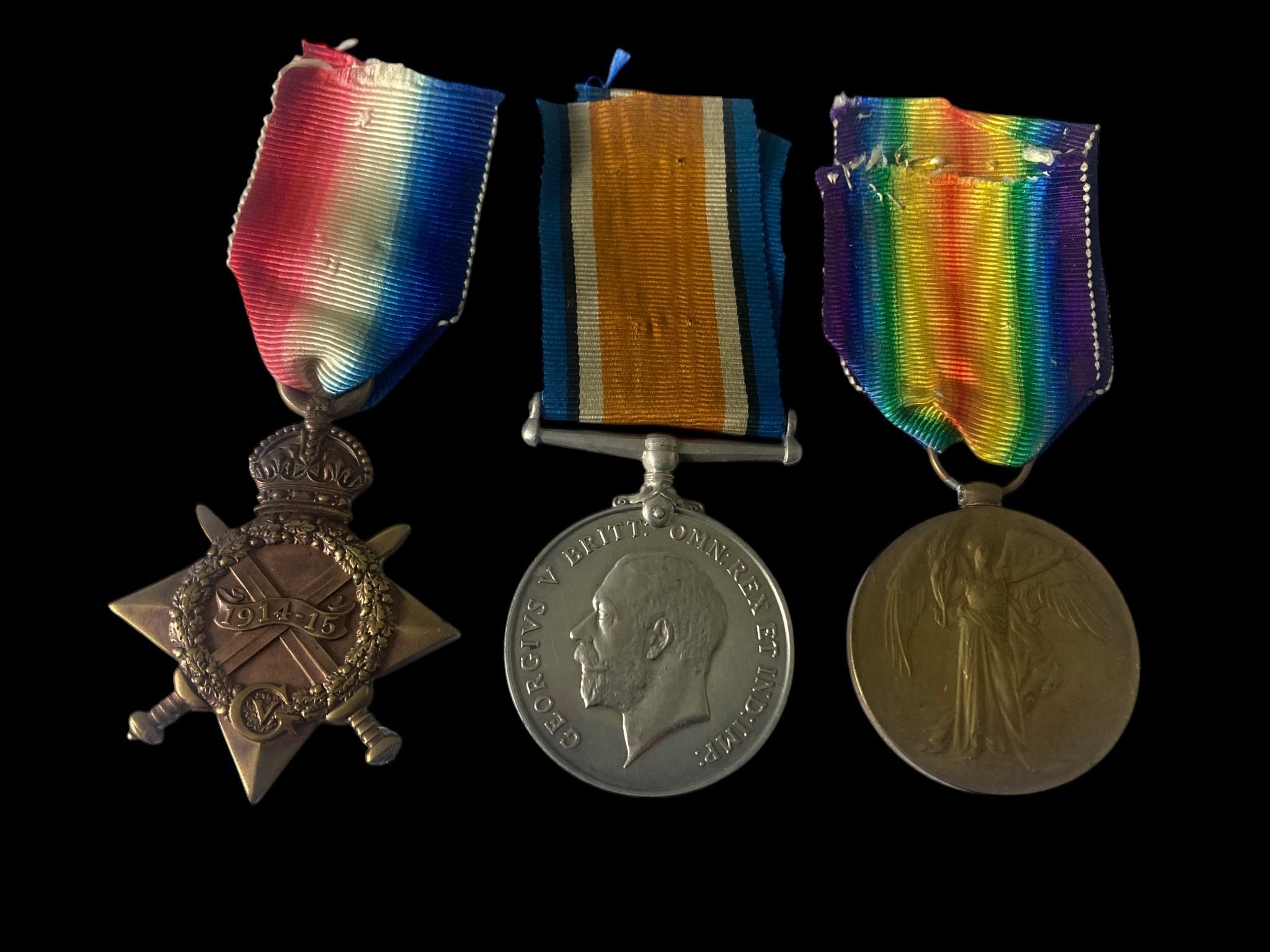 Great War 1914-1915 Star trio awarded to Private A.E. Trump, Middlesex Regiment who saw service o...