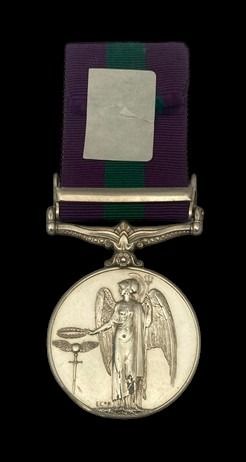 General Service Medal 1918-1962, GVIR 2nd type bust, 1 Clasp: Palestine 1945-48 awarded to Privat...