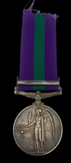 General Service Medal 1918-1962, GVIR 1st type bust, 1 Clasp: Palestine awarded to Private C. Wil...
