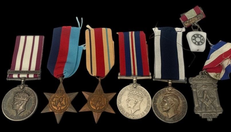 Pre-war Palestine Arab Revolt, North Africa and Royal Naval Long Service and Good Conduct Medal g...