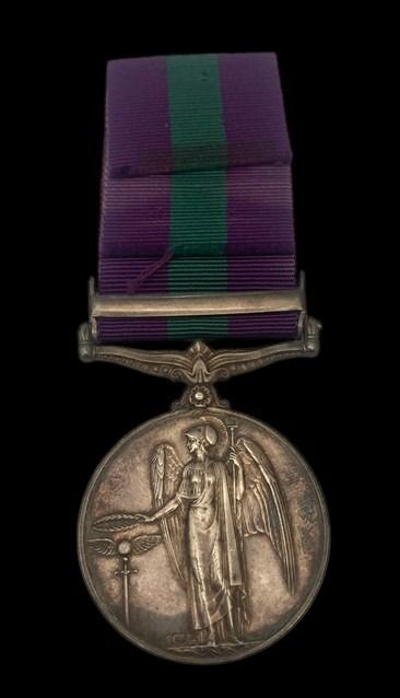 General Service Medal 1918-1962, GVIR 1st type bust, 1 Clasp: Palestine 1945-48 awarded to Guards...